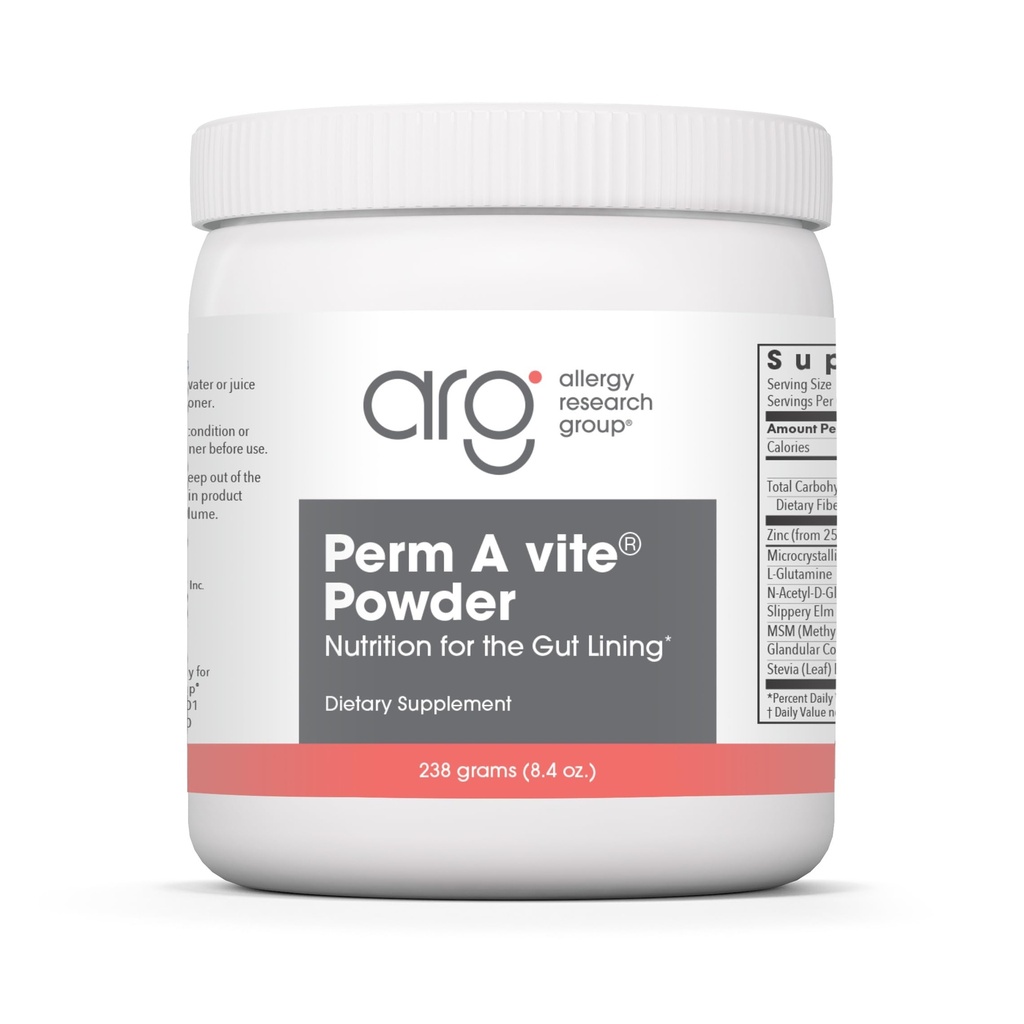 过敏性反应研究小组 Perm A Vite Powder -- -- 男女健康,L-Glutamine, Slippery Elm -- -- 8.4 Oz