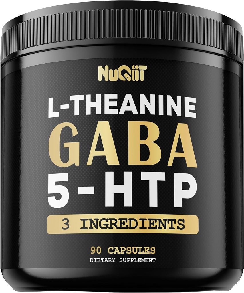 3in1 GABA 补充750mg L-Theanine 200mg & 5-HTP(5-羟基tryptophan) - 等效到1000mg - 支持脑健康,浓度,舒适的Mood - 90 Capsules