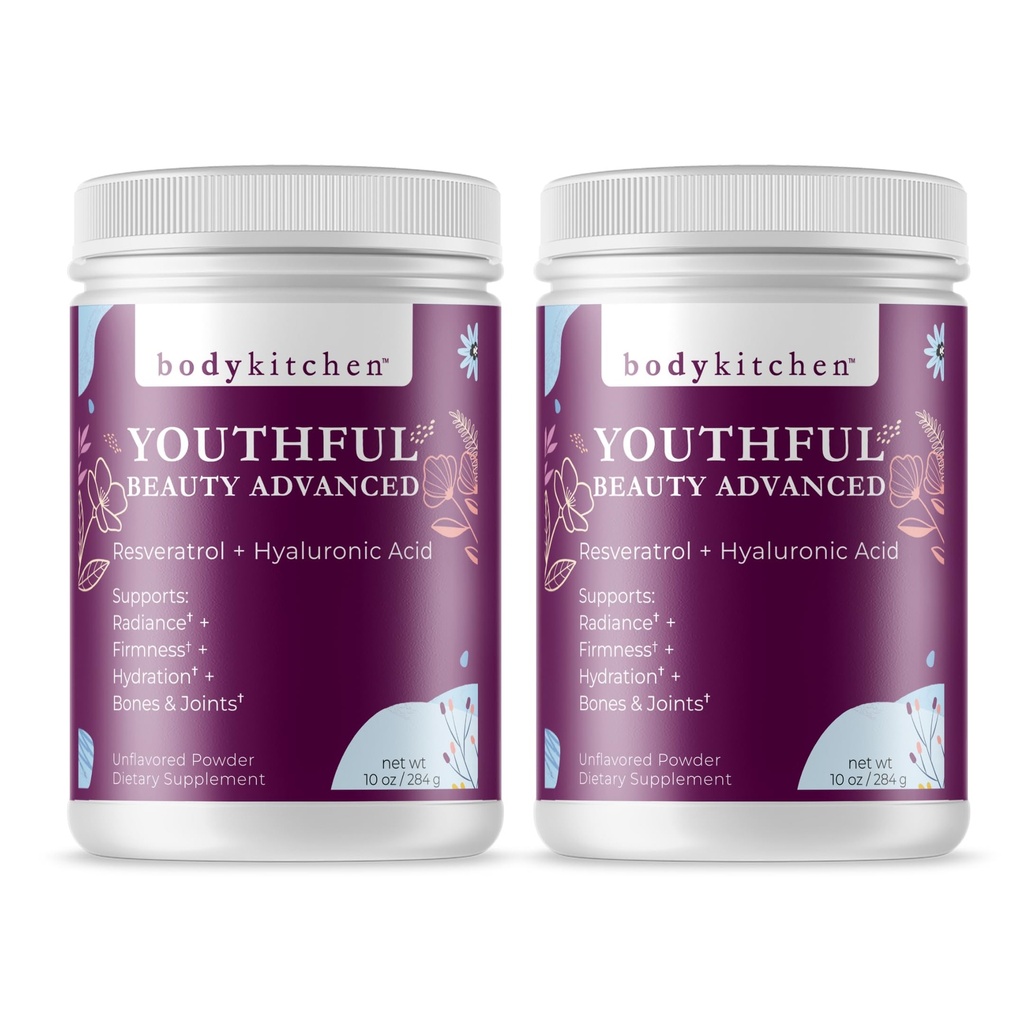 肉身厨房 青春美人高级,Collagen Peptides 粉末 美丽毛皮钉,Resveratrol和Hyaluronic酸 抗衰老和抗氧化剂支持,草药(2包)