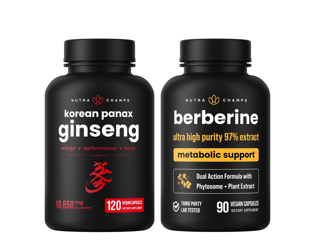 NutraChamps 能源和元数据支持: Ginseng & Berberine Duo