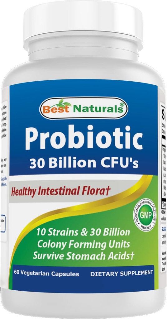 Best Naturals Probiotic 10 Strains & 30亿 CPU 肠胃花, 60 Veggie Capsules (60 Counter of 1) 互联网档案馆的存檔,存档日期2013-12-11.