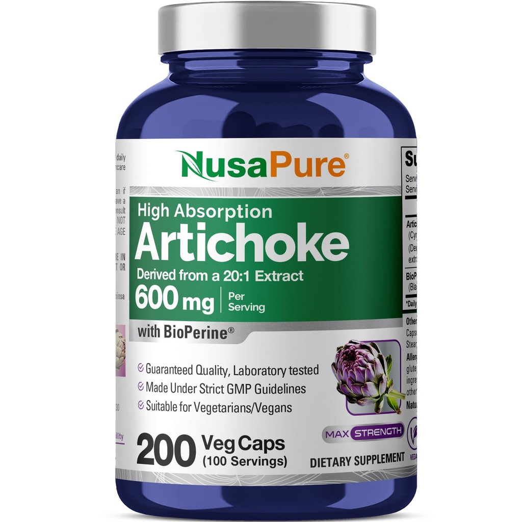 NusaPure Artichoke 20:1 提取物,600毫克至12,000毫克200伏特加(非GMO,无葡萄糖)