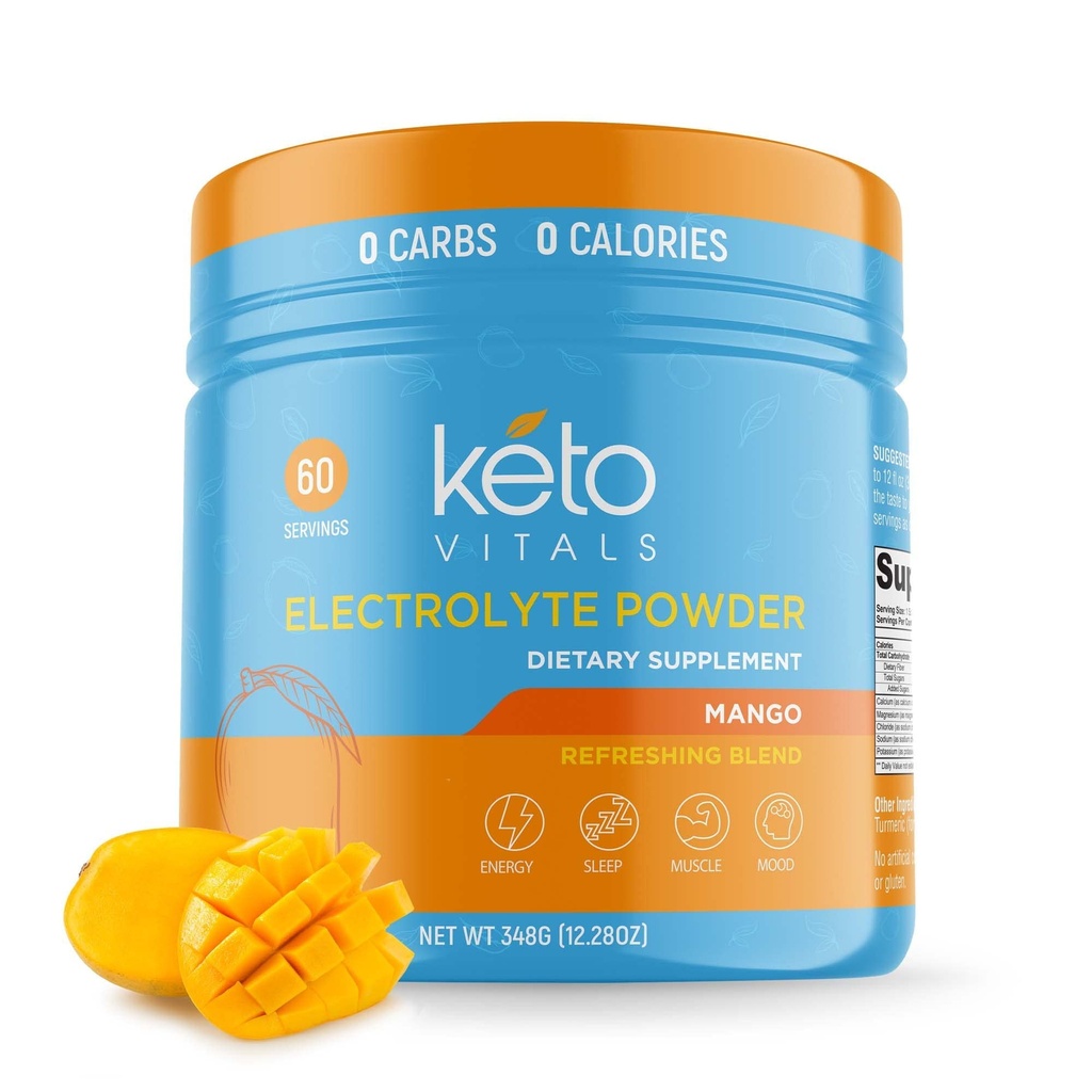 Keto Vitals Electrolytes Powder Keto - Friendly Electrolytes with Potassium, Magnesium, Sodium, Calcium Keto Electrolytes 补充能量饮料 Mix QQ 无糖,零卡路里,零卡路里