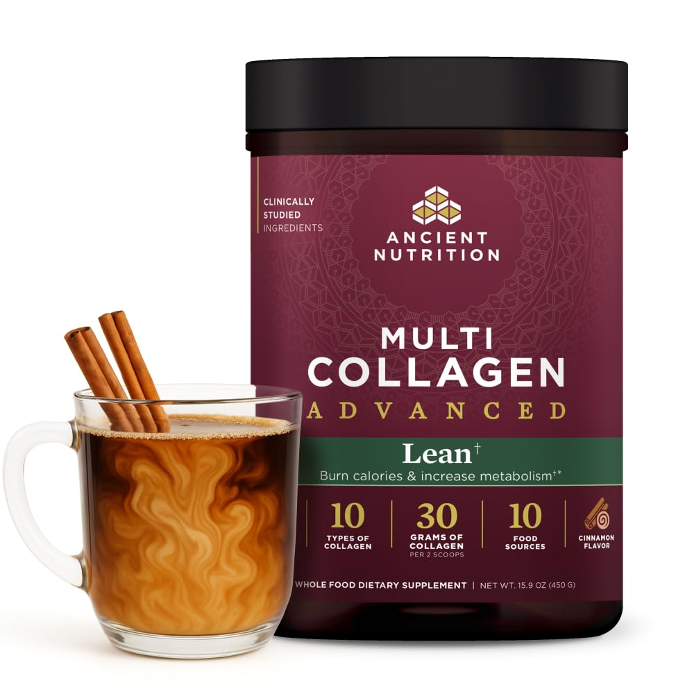 古代营养高级水解Collagen Peptides Powder蛋白 Lean 配有抗生素和维生素C, 肉桂, 供男女使用, 支持健康体重管理与肌肉建筑, 25种服务