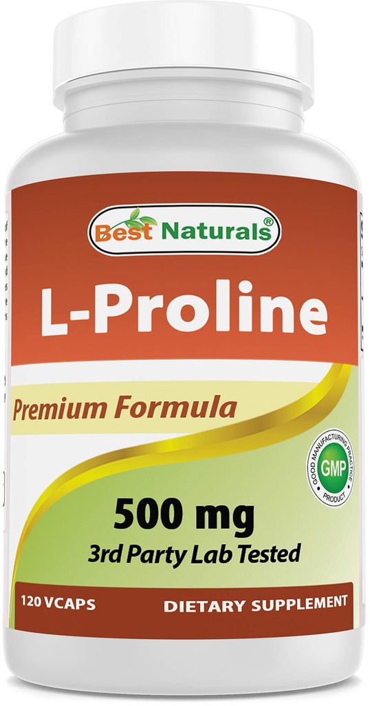 Best Naturals L-proline 氨基酸营养补充500Mg,120 Count (817716014456)