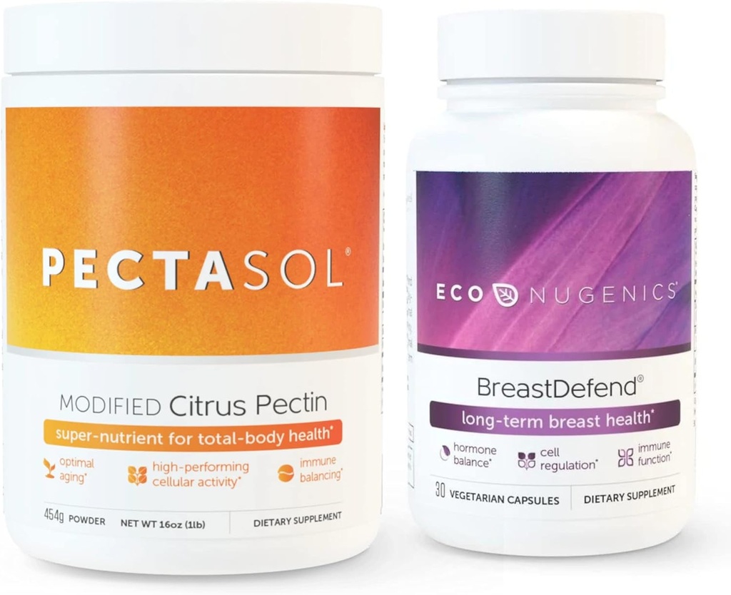 生态遗传学促进乳房健康和细胞支持 -- -- 乳房保护 30 Capsules + PectaSol-C 改良的 Citrus Pectin 454 Grams Bundle