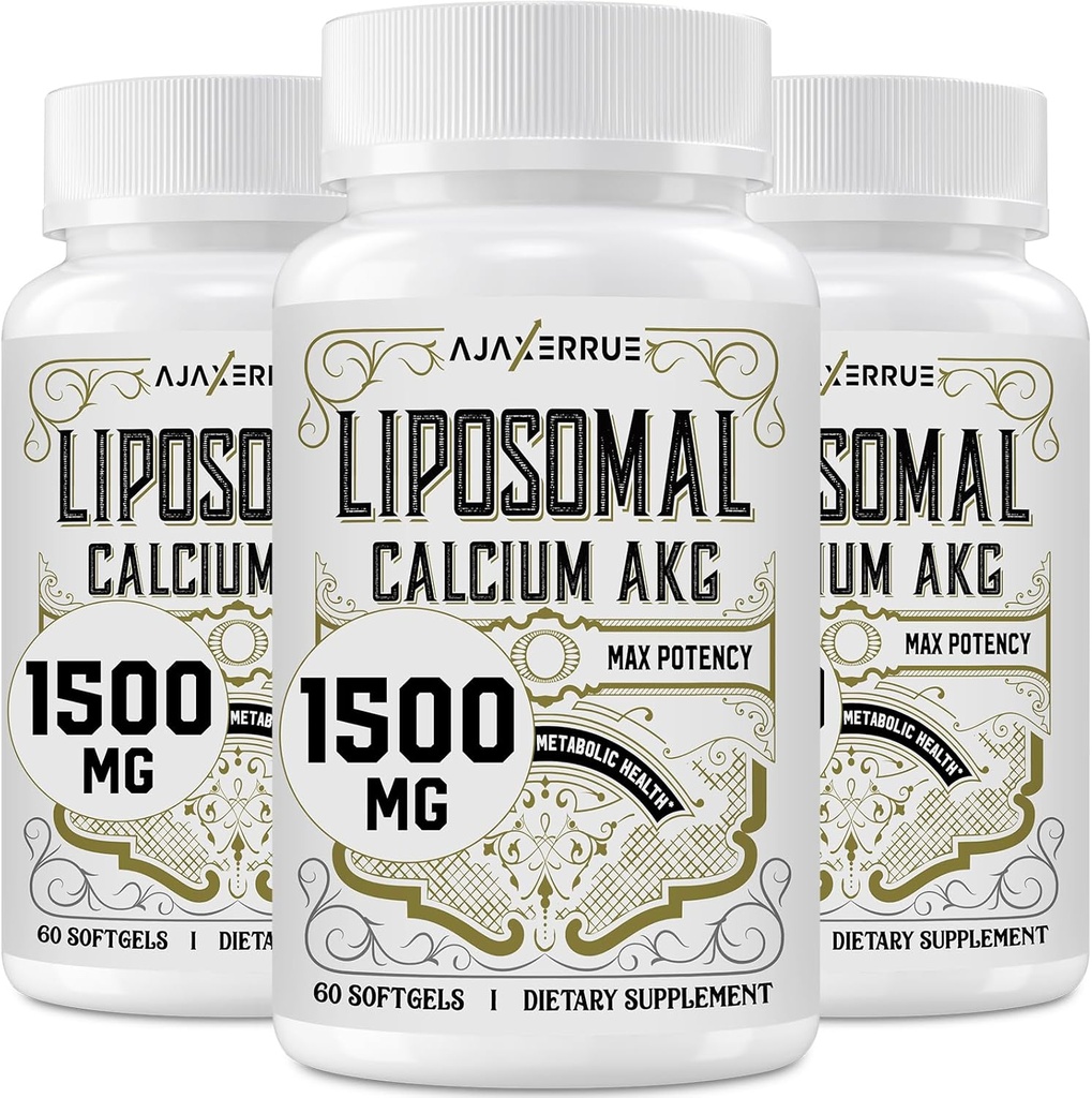 Liposomal Calcium AKG Supplement 1500 MG (Alpha-Ketoglutaric Acid), 高吸收力, 更有效于 AAKG, Ca AKG 长寿, 年龄防御, 细胞能源, 元质函数, 180软胶