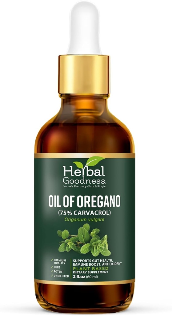 Oregano的草原良性油 2 Fl. oz – 75% Carvacrol 配有Virgin Olive Oil, Oregano Oil for Imune 支持和消化健康, Skin的基本油, Aceite de Oregano