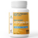 纯原实验室 维生素D3 50,000 IU(1 250 mcg) 健康肌肉功能100周供应,以及免疫支持,非GMO,Gluten Free 100蔬菜卡普尔
