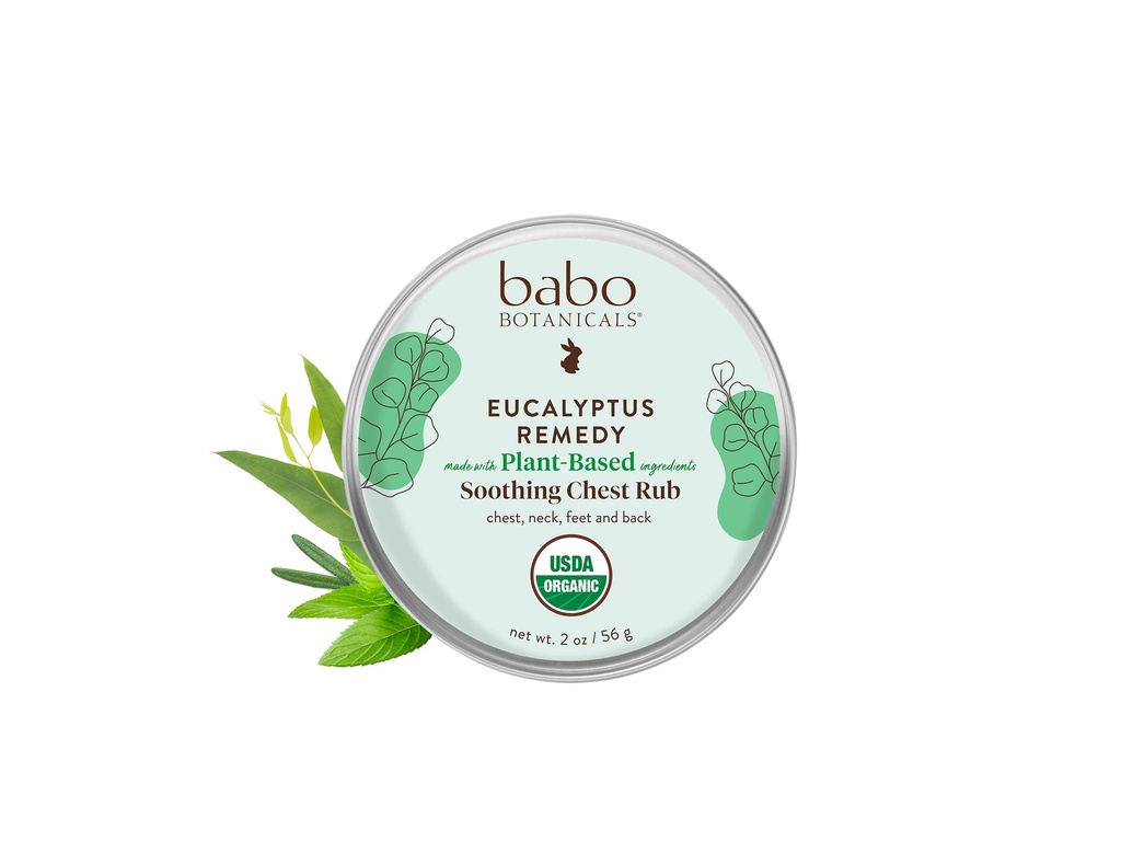 Babo 植物学 Eucalyptus 补救舒舒胸剂 - USDA 有机剂 - 用 eucalyptus , 薰衣草和迷迭香 必需油 - 在没有Camphor或石油的情况下制造 - 3岁以上