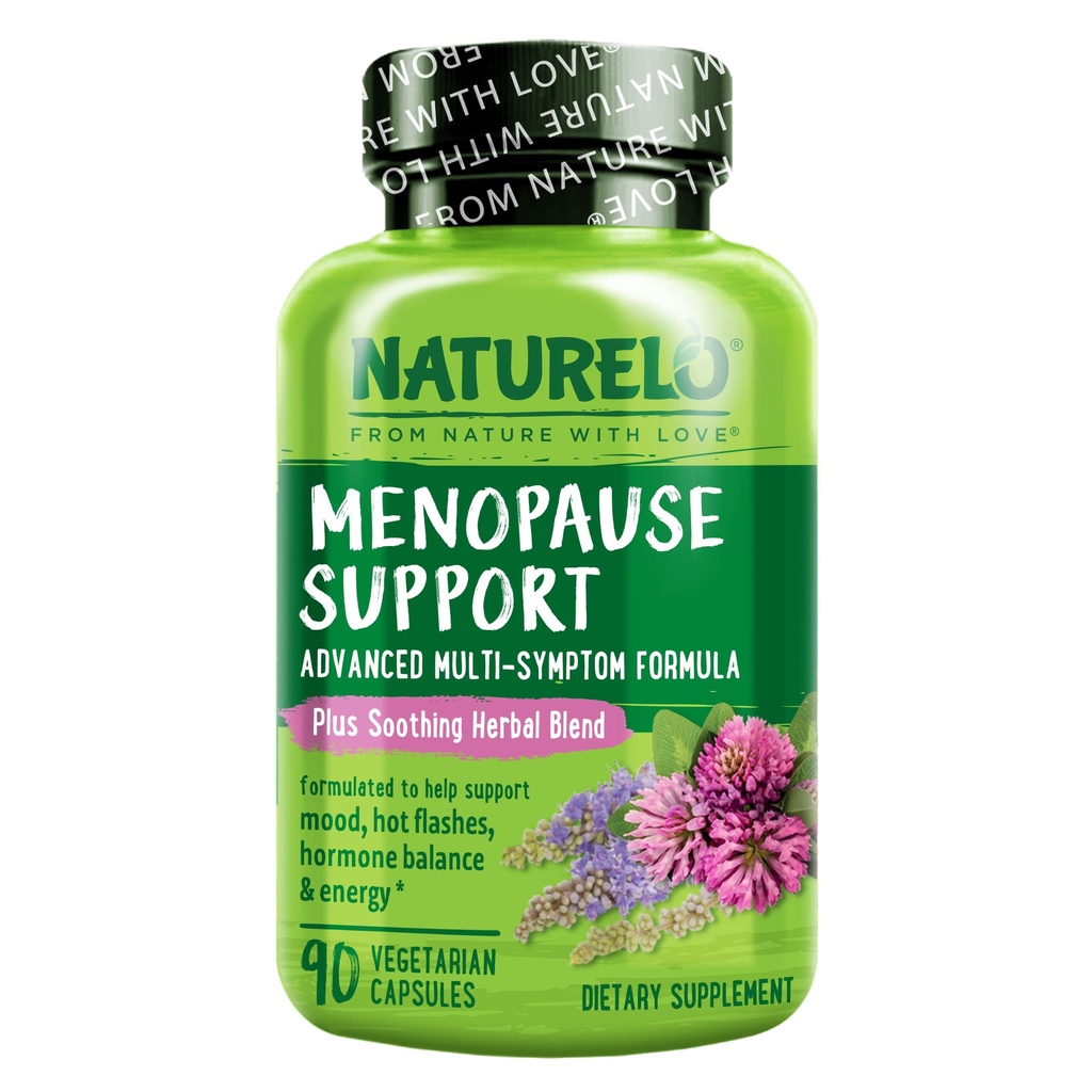 NATURELO 女性更年期补编, 与黑色 Cohosh 混合的更年期热闪光 高级雌激素多系统公式 90 Capsules