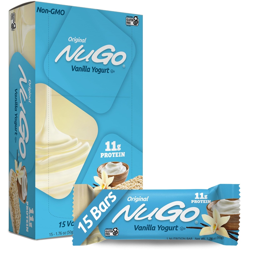 NuGo蛋白棒,香草酸,11g蛋白,170卡罗里,Gluten Free,1.76 Ounce , 15 个数( 一包)