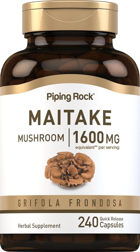 Pipping Rock Maitake Mushroom 提取器 | 1600mg | 240 Capsules | 草药补充剂 | Non-GMO, Gluten Free