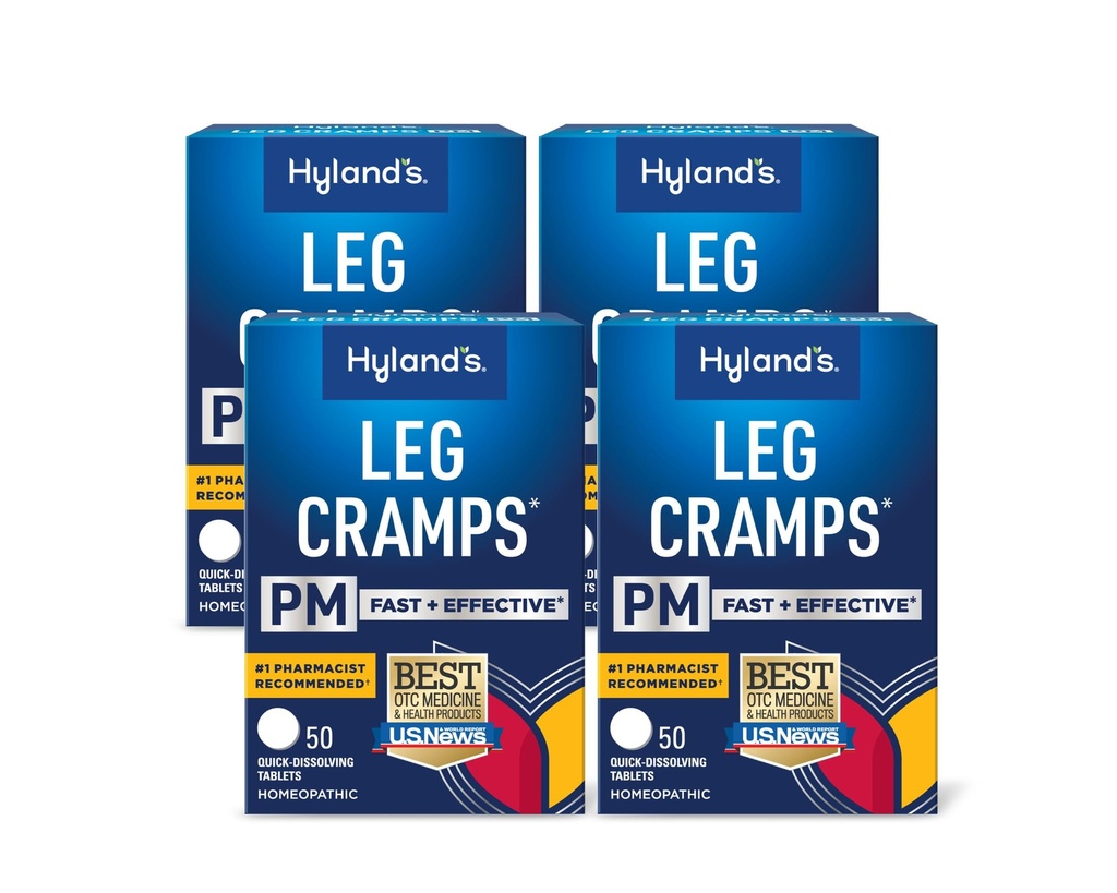 Hyland's Leg Cramps PM, Relief of Nighttime Leg, Calf, and Foot Cramps, 50 Quick-Distolutes 4-Pack(共计200个)