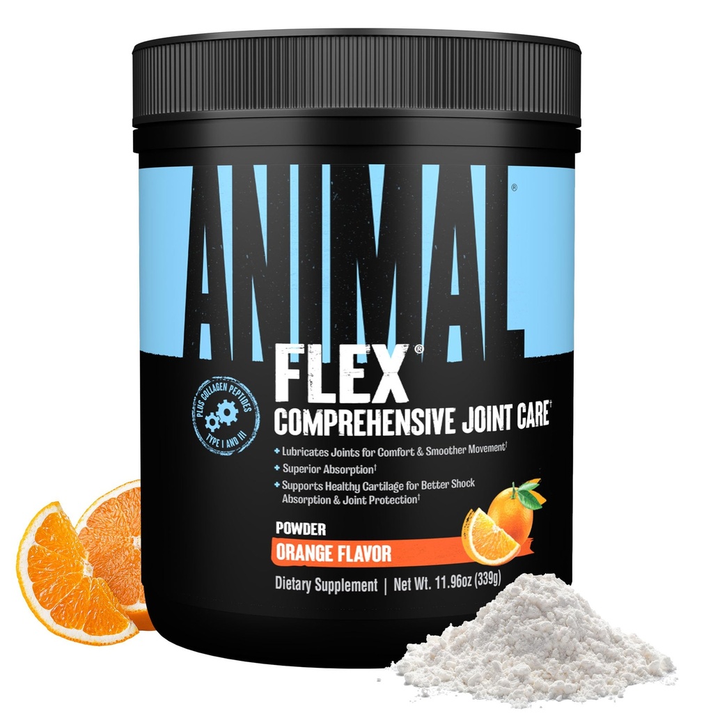 动物Flex粉 - 用Turmeric、Glucosamine、Chondroitin、MSM、Collagen和Boswellia、Great Tasting Orange Flavor、30 Scoops的止痛药联合支助补充剂
