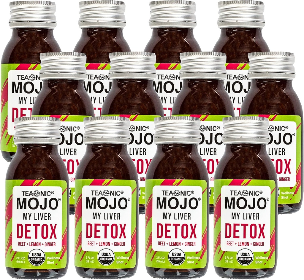 提奥尼奇 我的Liver Mojo:Detox, Wellness Mojo 与黑辣椒,甜菜,和柠檬汁,USDA认证,咖啡因自由,Gluten自由,2Fl.OZ,每包12
