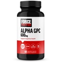 FORCE FACTOR Alpha GPC 记忆和焦点的大脑补充,Mood 支持补充,配有 Alpha GPC 600mg, Premium Quality, Vegan, Non-GMO, 60 Capsules