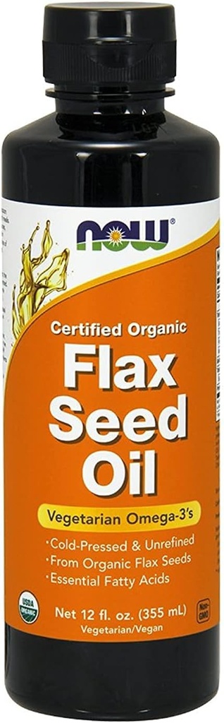 Flax种子油 12 Oz (认证的有机非GE) - Now 食品
