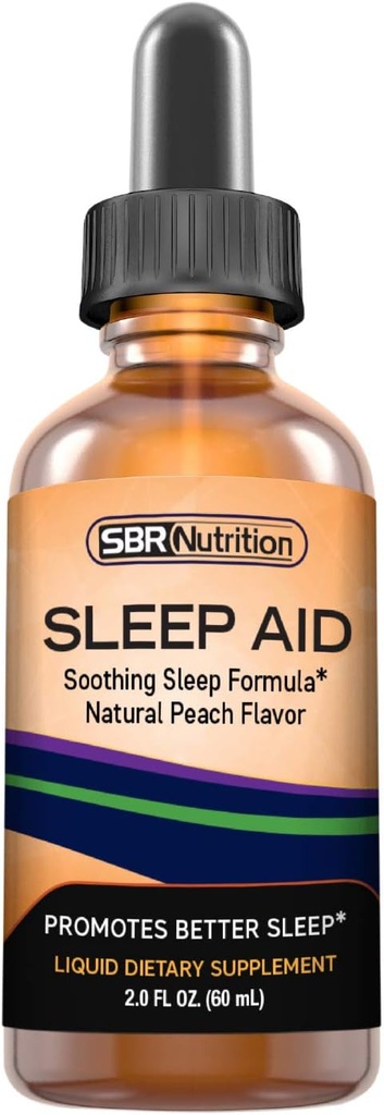 天然睡眠辅助液滴 5 mg Melatonin → Suntheanine, Chamomile, GABA, 健康公式 → 舒畅超强副语言 支持睡眠,失眠,喷气拉格 → 2 fl oz