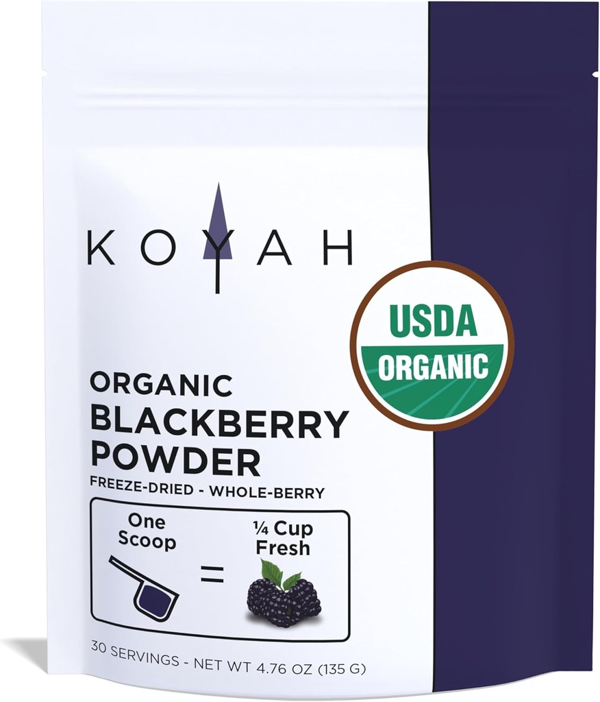KOYAH - 有机黑莓粉:30名服务员(1名Scoop = 1/4 Cup Fresh):冻结-干,全莓粉,Raw
