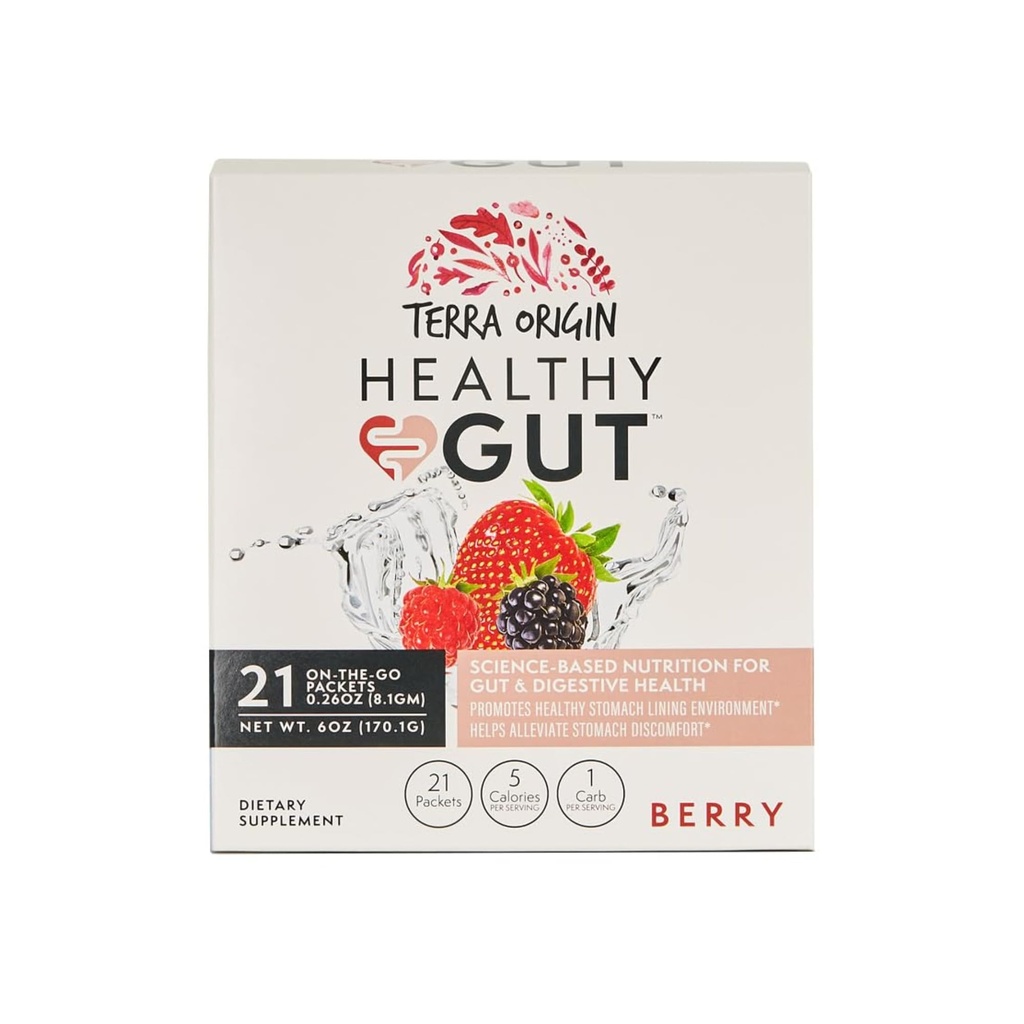 TERRA 原生健康胶囊,L-Glutamine, Slipprey Elm, Aloe Vera, Licorice 根提取, Gut 健康, 消化支持, Leaky Gut 修复, Imune 函数, On-The-Go, 21 Ct, Berry