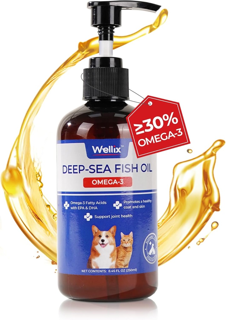 Wellix Omega 3 Fish Oil for Dogs, 比Salmon Oil for Dogs, Dog Fish Oil Supplement, 宠物皮肤和煤炭补充,促进心脏,联合和免疫健康, EPA & DHA