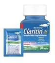 成人的Claritin过敏医学,24Hour Non Drowsy Loratadine 10mg Pills, Antihistamine, 30 片+ 1ct On-The-Go Relief