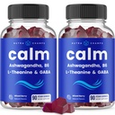 NutraChamps Calm Gummys, 压力Gummys 与 Ashwagandha, L-Theanine, GABA, 维生素B6 & Lemon Balm, 90 Gummys (Pack of 2) 配音: 阿斯瓦甘达, L-Theanine, GABA, 维生素B6 & Lemon Balm, 90 Gummys (Pack of 2).