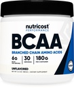 营养成本 BCAA 粉末(未尝,30种服务) - 蔬菜,非GMO,Gluten Free, 优化 2:1:1比例