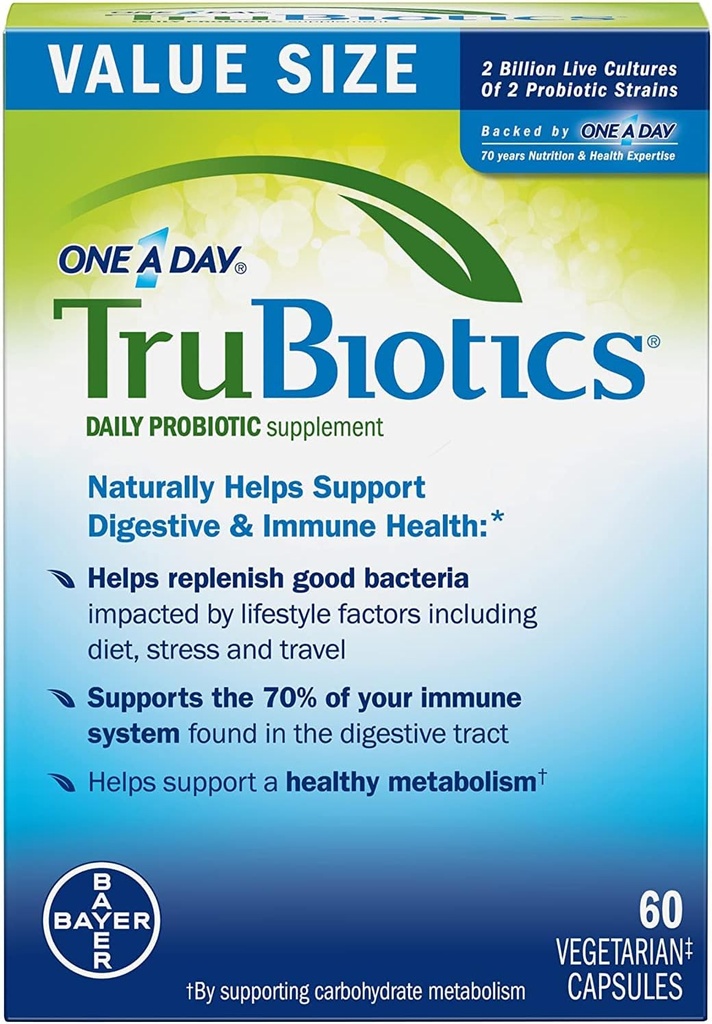 TruBiotics Daily Probiotic, 60 Capsules - 自由葡萄酒,自由大豆 + 男女免疫健康支持补充剂