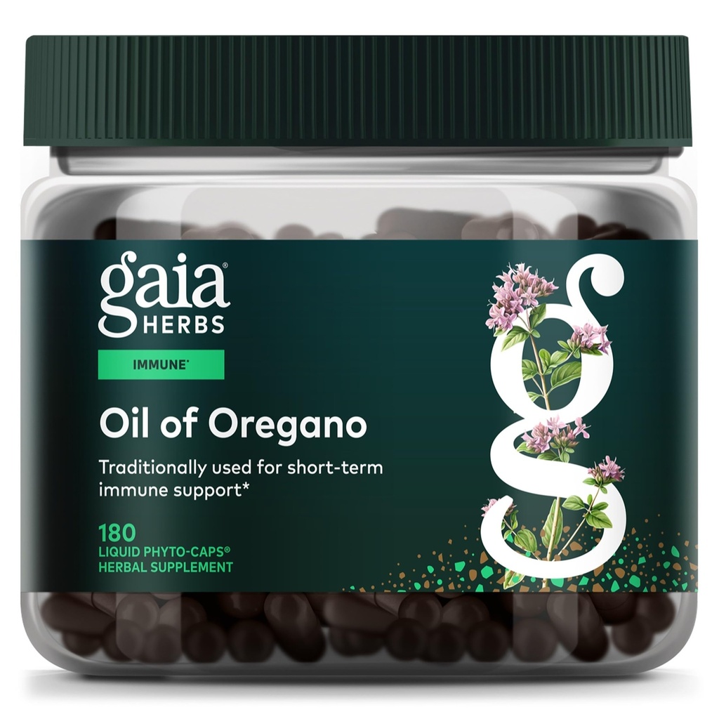 Oregano的Gaia Herbs Oil -- -- Imune和抗氧化剂支助补充 -- -- 与Oregano Oil、Carvacrol和Thymol* -- -- 180 Vegan液态植物-Capsules(90天供应)