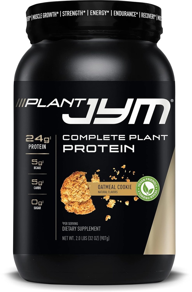 植物 JYM Oatmeal Cookie Gourmet 奶油自由植物蛋白促进恢复,5g BCAA, 乳糖自由, Gluten Free for Men and Women 2lbs