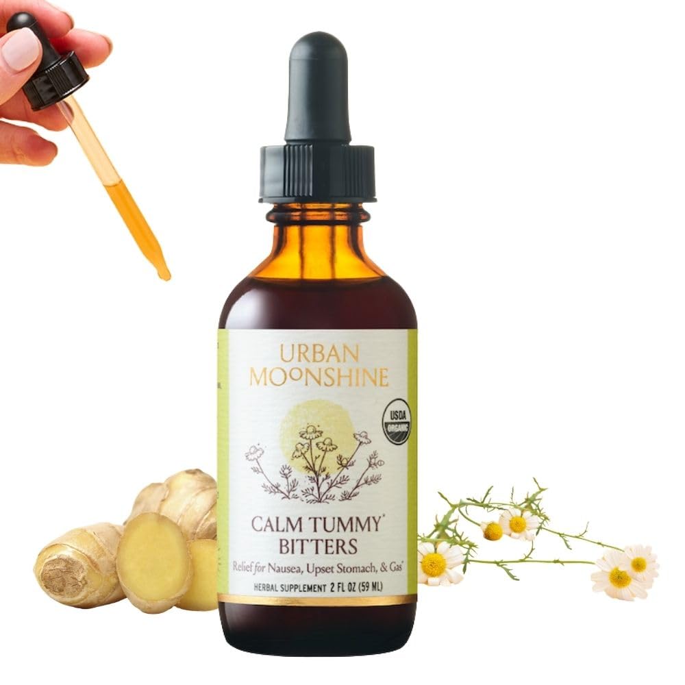 城市月光 平静 Tummy Bitters - 认证有机体 - Nausea & Upset Stomach的救济* - 布洛廷救济* - Soothes Digestion * - 消化性 Bitters - Gluten Free Herbal 补编 - 2 Fl Oz