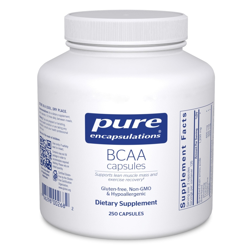 纯封装 BCAA Capsules → 假封装 → 锻炼期间支持肌肉功能的补充 * → 250 Capsules