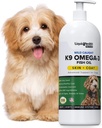 K9 Omega 3 鱼油换狗——液油Omega 3 配有EPA + DPA + DHA的宠物补充剂——减少痒痒和挤奶,支持联合,豁免,脑和心脏健康——美国制造(16 oz)