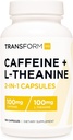 变形HQ Cafeine & L- Theanine (每个100mg) 180 Caps - Gluten Free, Non-GMO