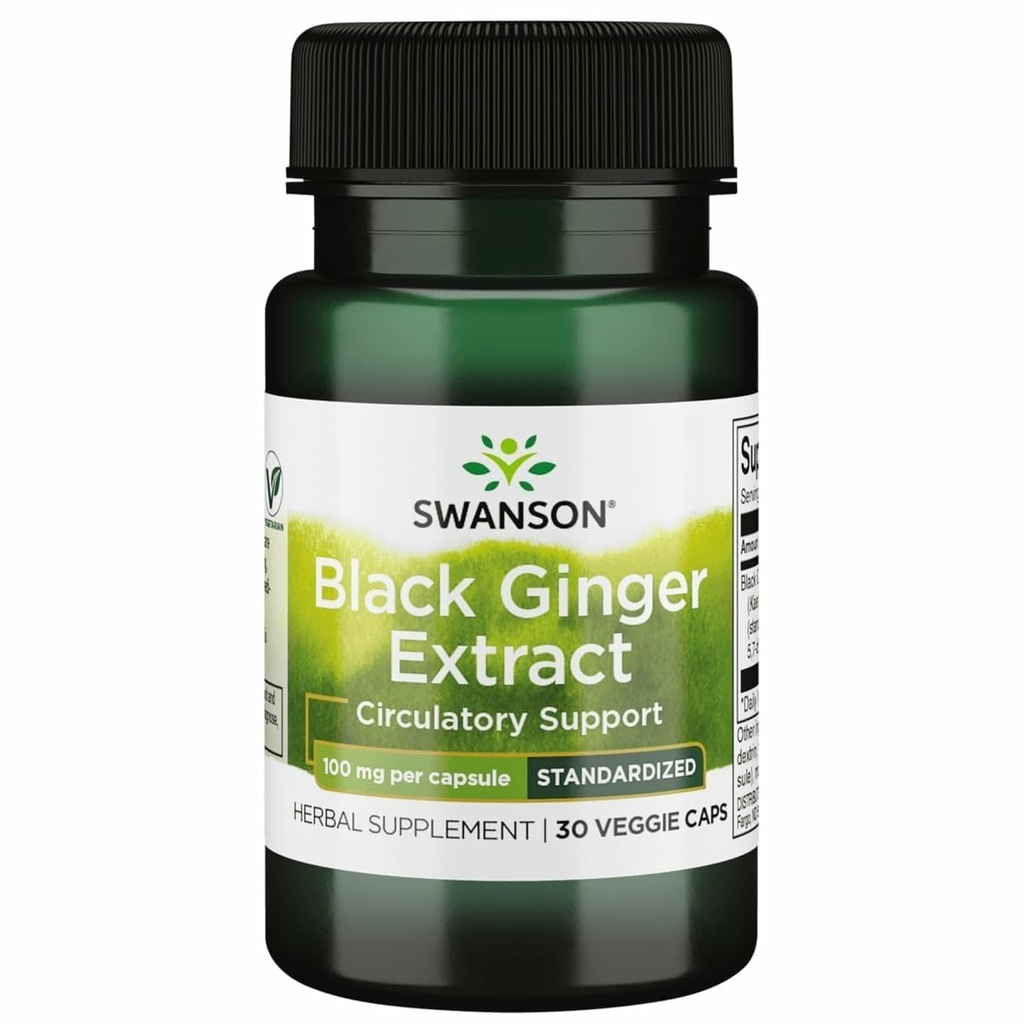Swanson Black Ginger 提取器 -- -- 促进健康的血液循环和身体活性 -- -- 愿援助心脏健康、肌肉组织和福利 -- -- (每袋30个蔬菜,100毫克)