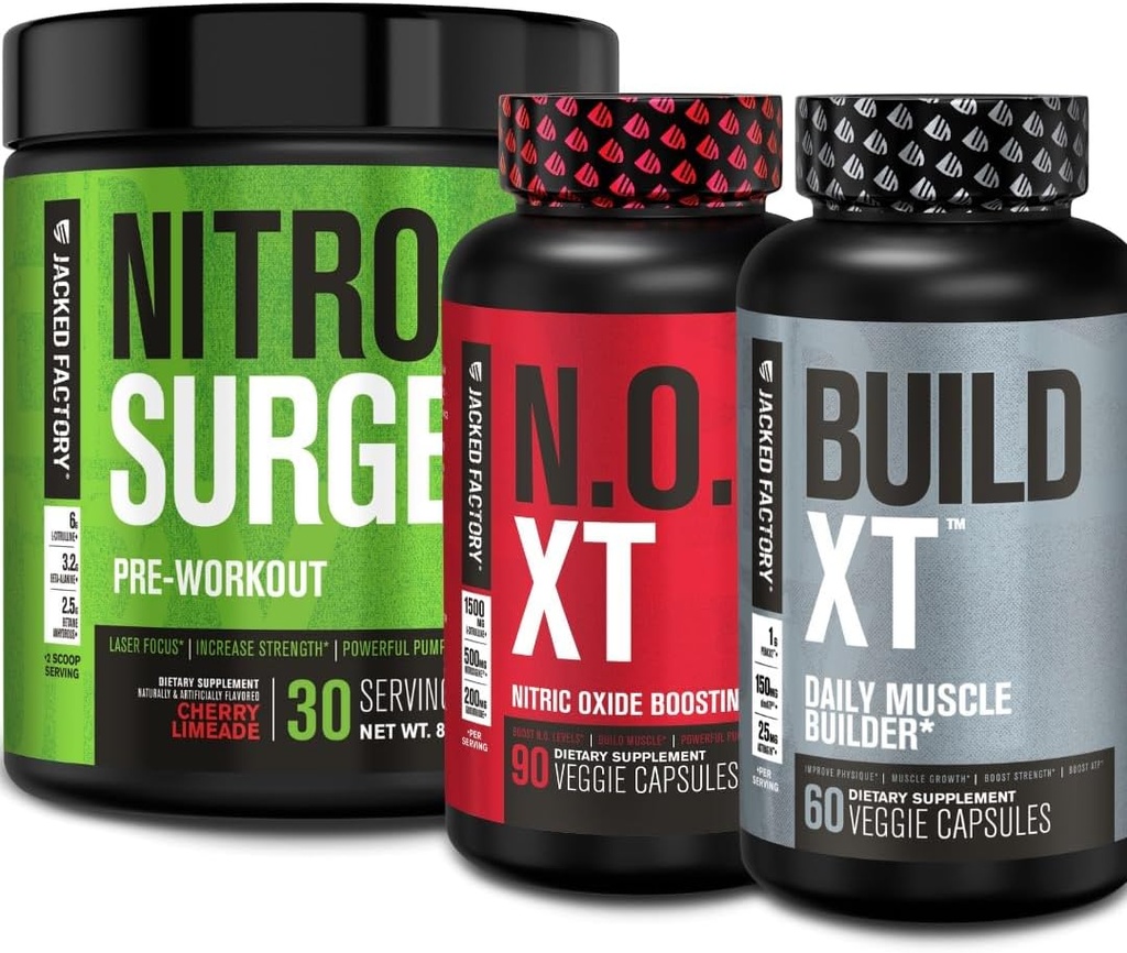 Jacked Factory Nitrosurge Pre Workout, N.O. XT Nitric Oxide 补充 & Build-XT Daily Muscle Builder Bundle 互联网档案馆的存檔,存档日期2013-12-02.