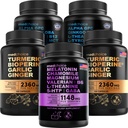 MEDCHOICE Sleep Melatonin(90cm),Turmeric & Ginger(240cm),和Nootropic Brain(120cm) 补充 Bundle - 脑,睡眠,和免疫支持三重体 - Vegan, Non-GMO, Gluten-Free