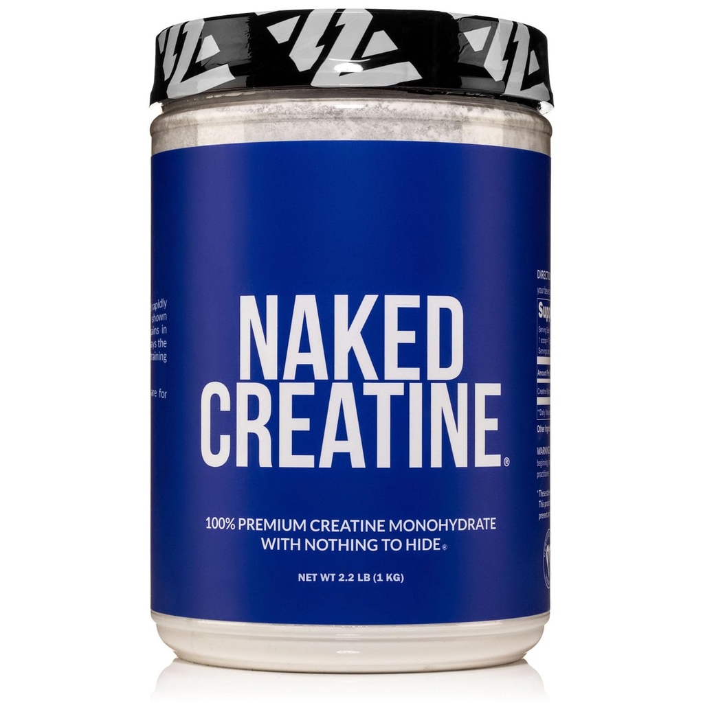NAKED 纯微晶体化单水合物 – 200 services, 1000g bulk – NSF认证, Vegan, Non-GMO, Gluten & Soy Free - 肌肉建筑,强力训练,健身和健身补充