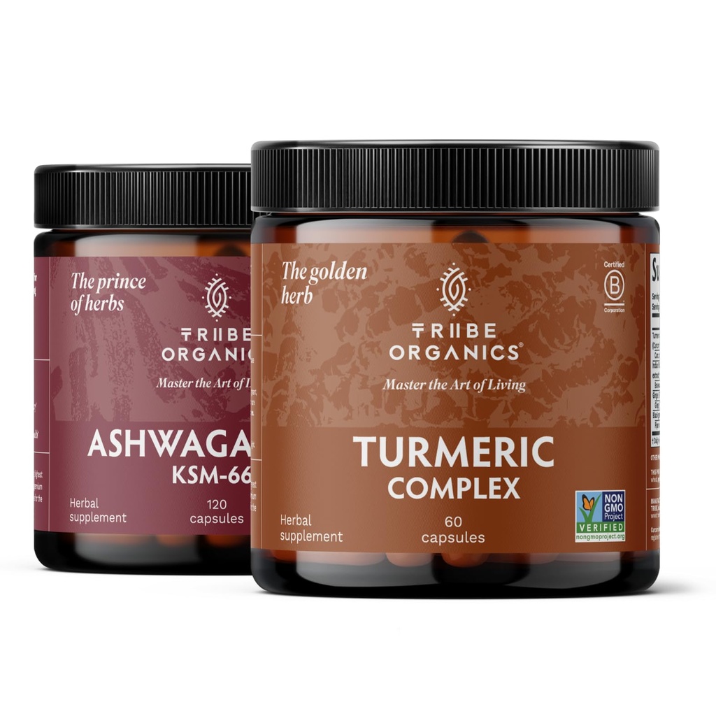 TRIBE ORGANICS 平衡Duo - KSM-66 Ashwagandha 120cmt + Turmeric Crucumin C3 Complex 120cmt