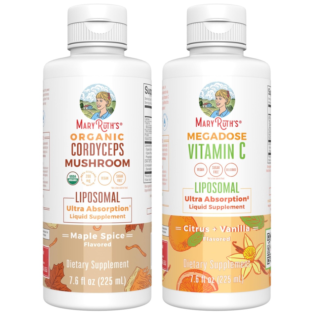 MaryRuth 有机体 Cordyceps Liposomal(枫香)和维生素C(Citrus & Vanilla) & 清洁标签项目