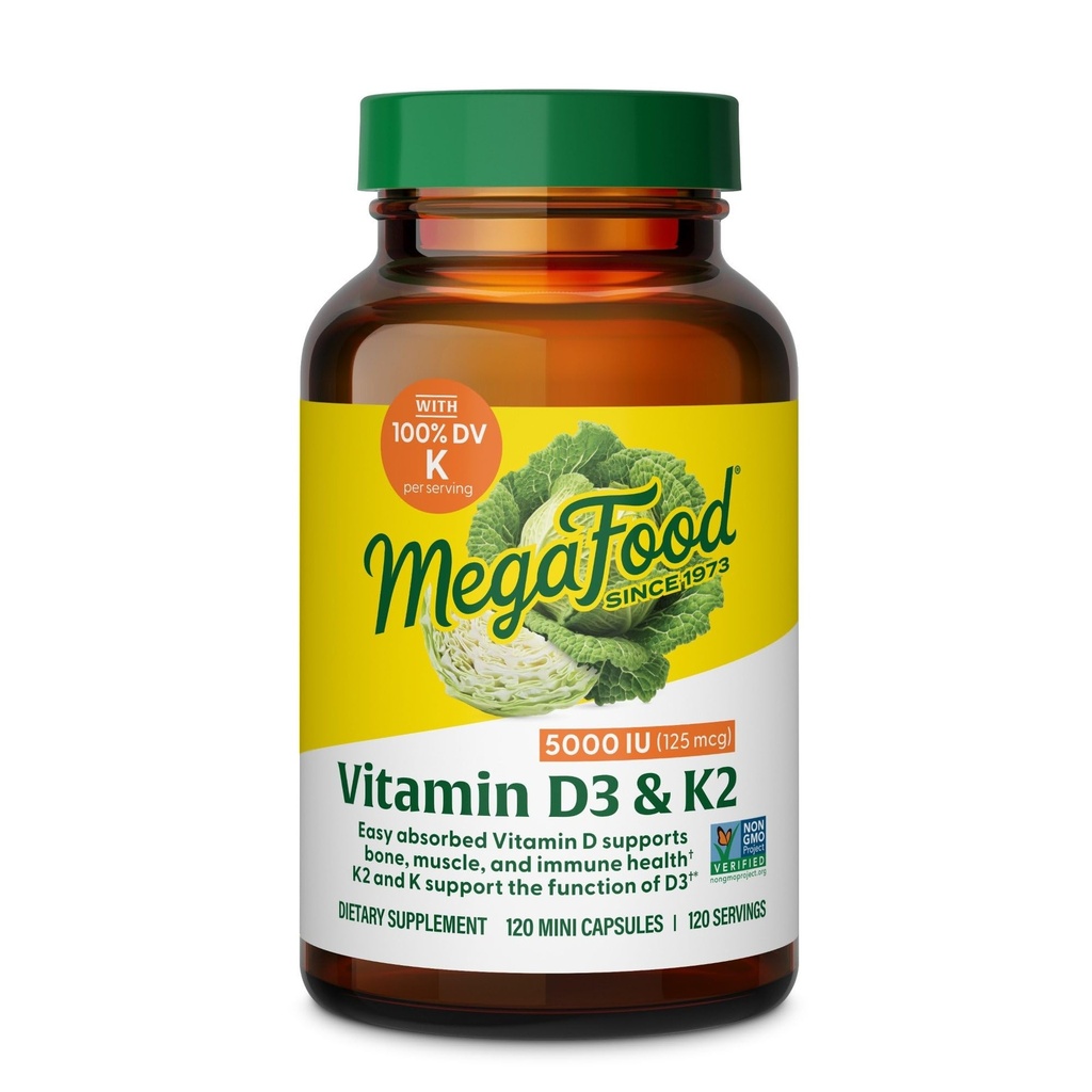 大型食品维生素D35,000 IU(125 mcg) - 配有维生素D3 K2的蔬菜补充剂 - 支持骨骼,牙齿,肌肉和免疫健康 - 认证的非GMO - 120 Mini Capsules,120 服务