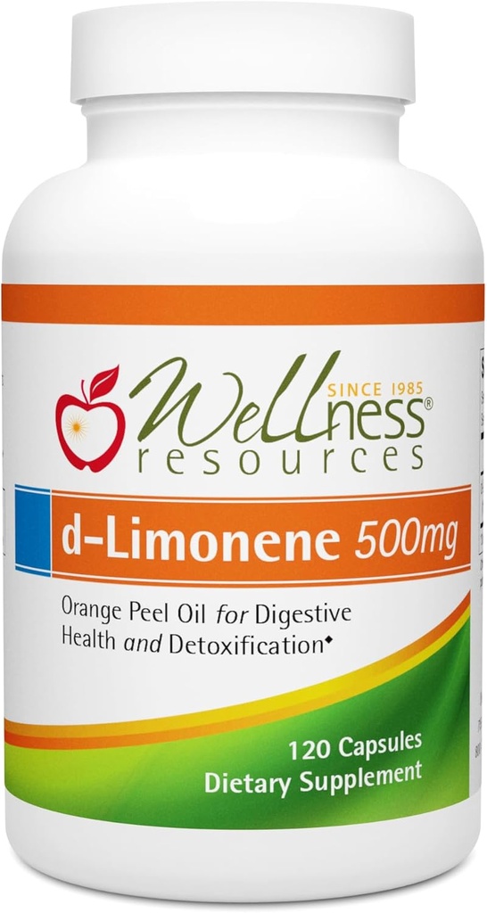 健康资源高潜力d-Limonene Capsules 500mg, 120 Capsules - 用于消化健康、心脏灼伤、酸性还原、戒毒