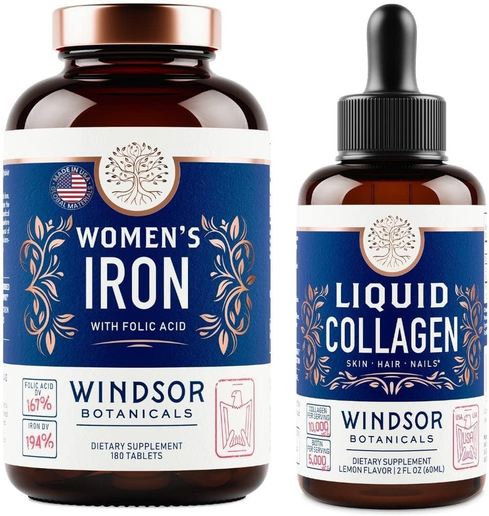 WINDSOR BOTANICALS 液态凝胶和铁 女性 Beaty 和 健康包