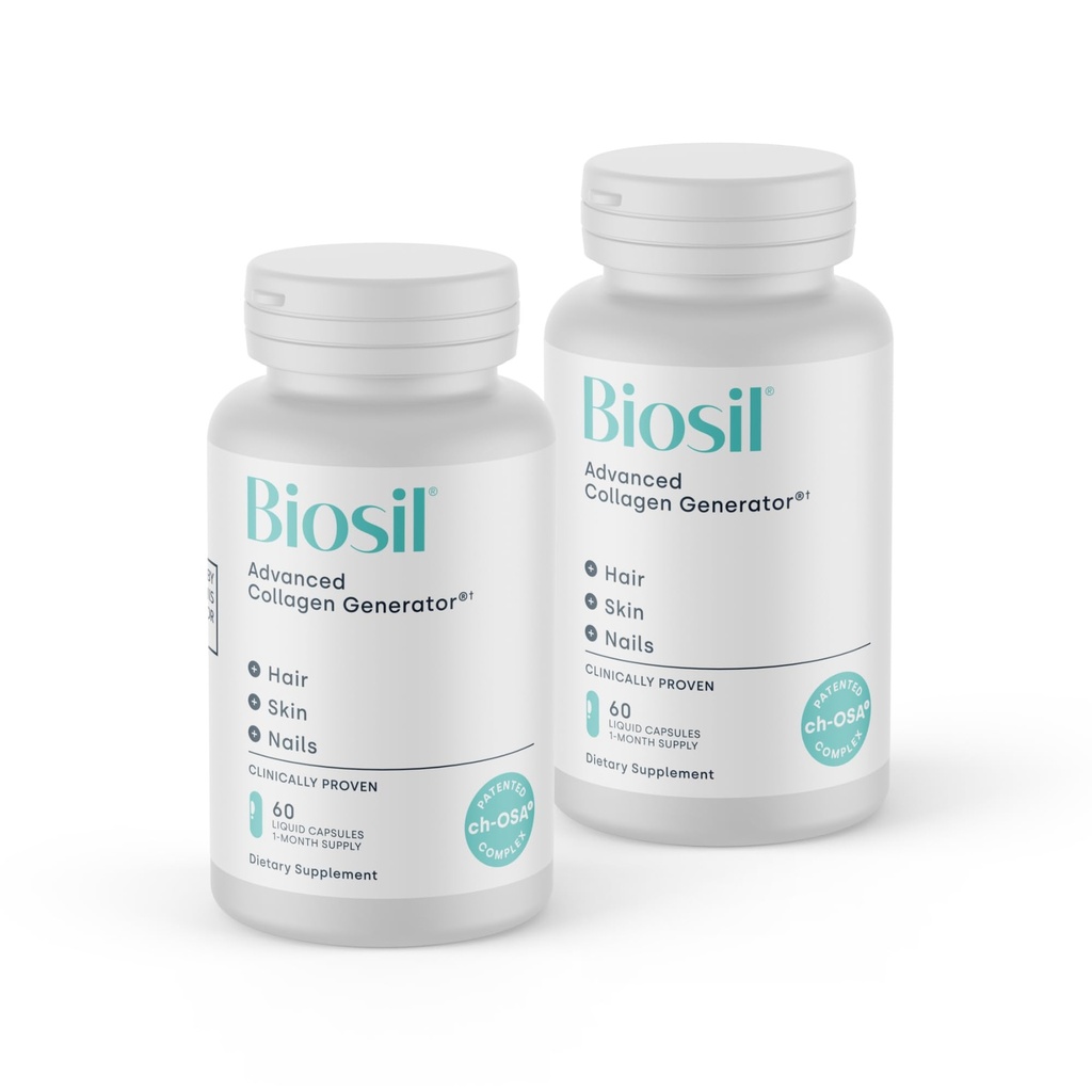 Biosil Collagen 助推剂补充剂 - 60 液体卡普尔,包2 - 皮肤、头发、钉子和联合体的专利 ch-OSA 活性剂 - 支持自然生产 - 60天供应