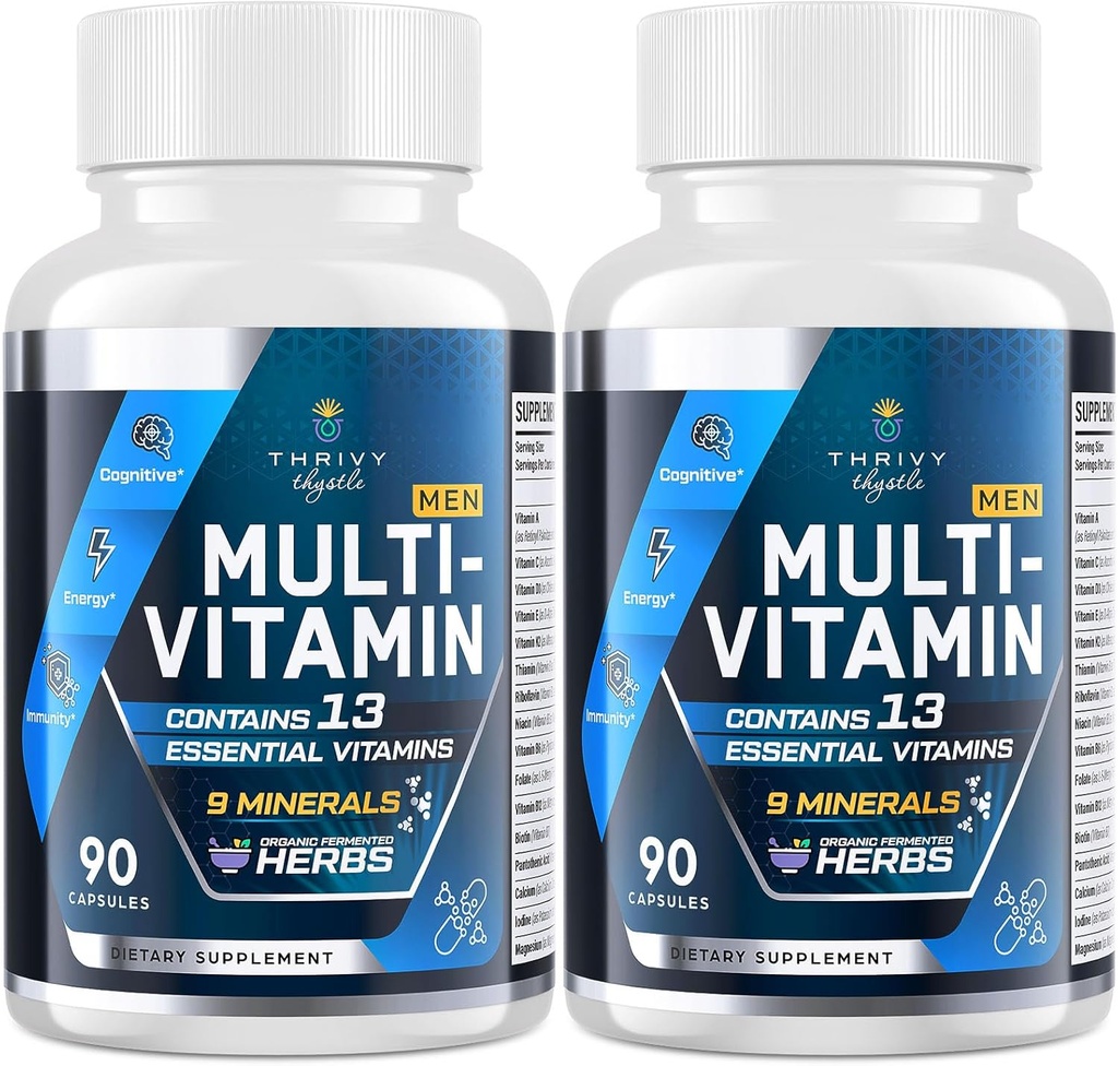 Men Multivitamins 50 Plus - Daily multivitamin for Men with fareded Herbal 提取器 & 43 Nutrients - Mens Vitamins 支持记忆和大脑,能量,骨质健康(2包)