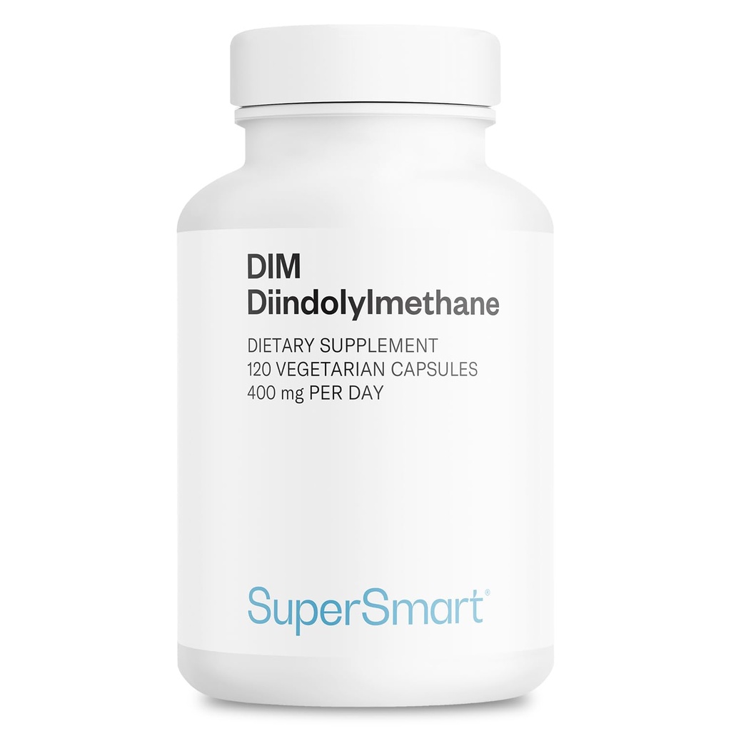Supersmart - DIM 补充400mg/天(Diindolylmethane) - 男女自然平衡 QQ非GMO & Gluten Free - 120 蔬菜卡普尔