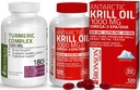 Bronson Turmeric Curcumin with BioPerine HighPotency Premium 联合支持 + Bronson Antario Krill Oil 1000 mg with Omega-3s EPA, DHA