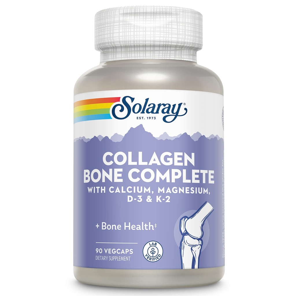 SOLARAY Collagen Bone 完整 高级 Bone 矩阵公式 植物钙和镁 30 服务 | 90 Veg Caps